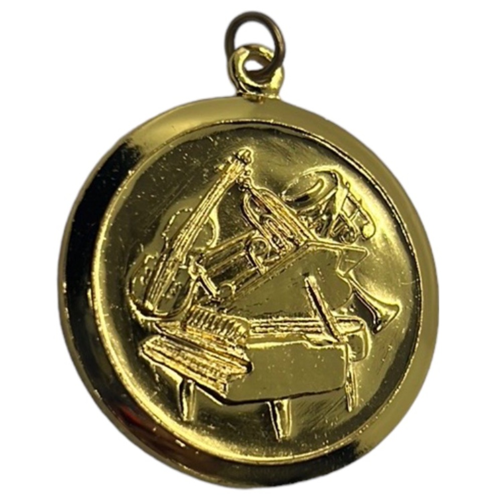 MUSICAL INSTRUMENT PENDANT CHARM GOLD TONE, PIANO, VIOLIN, SAXOPHONE, NOTES